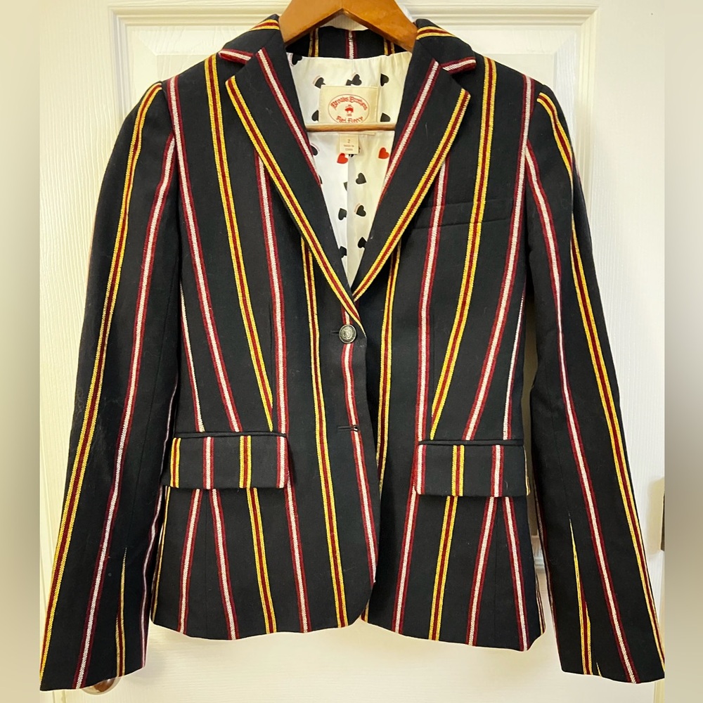 Brooks Brothers Red Fleece Striped Blazer Jacket Size 2